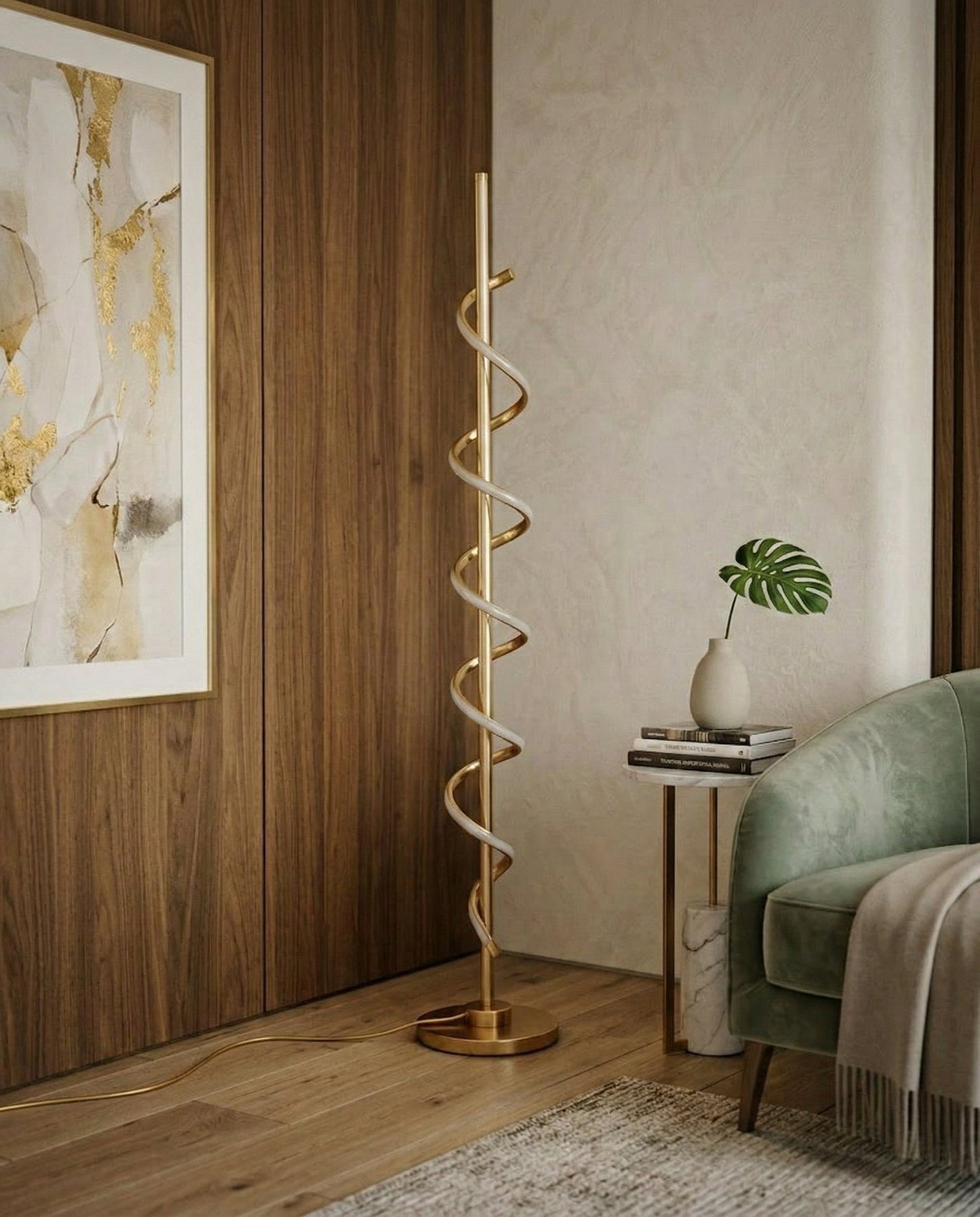 Golden Spiral Glow Floor Lamp