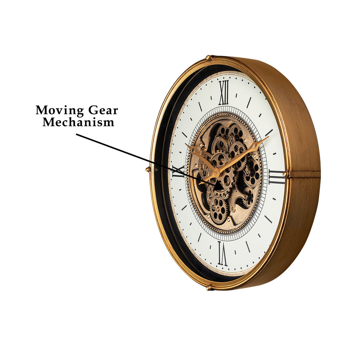 Suave Contemporary Round Luxury Designer Wall Clock Online With Moving Gear Mechanism Buy Wall Clock Online (Steel Body)