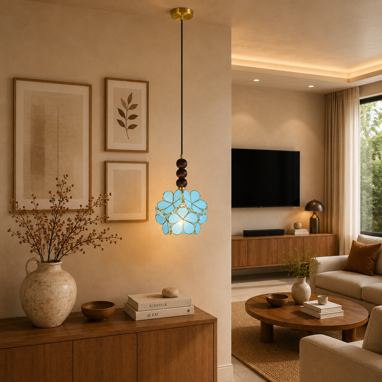 Botanica Orb Pendant Light For Living Room & Item for Home Decoration - Blue