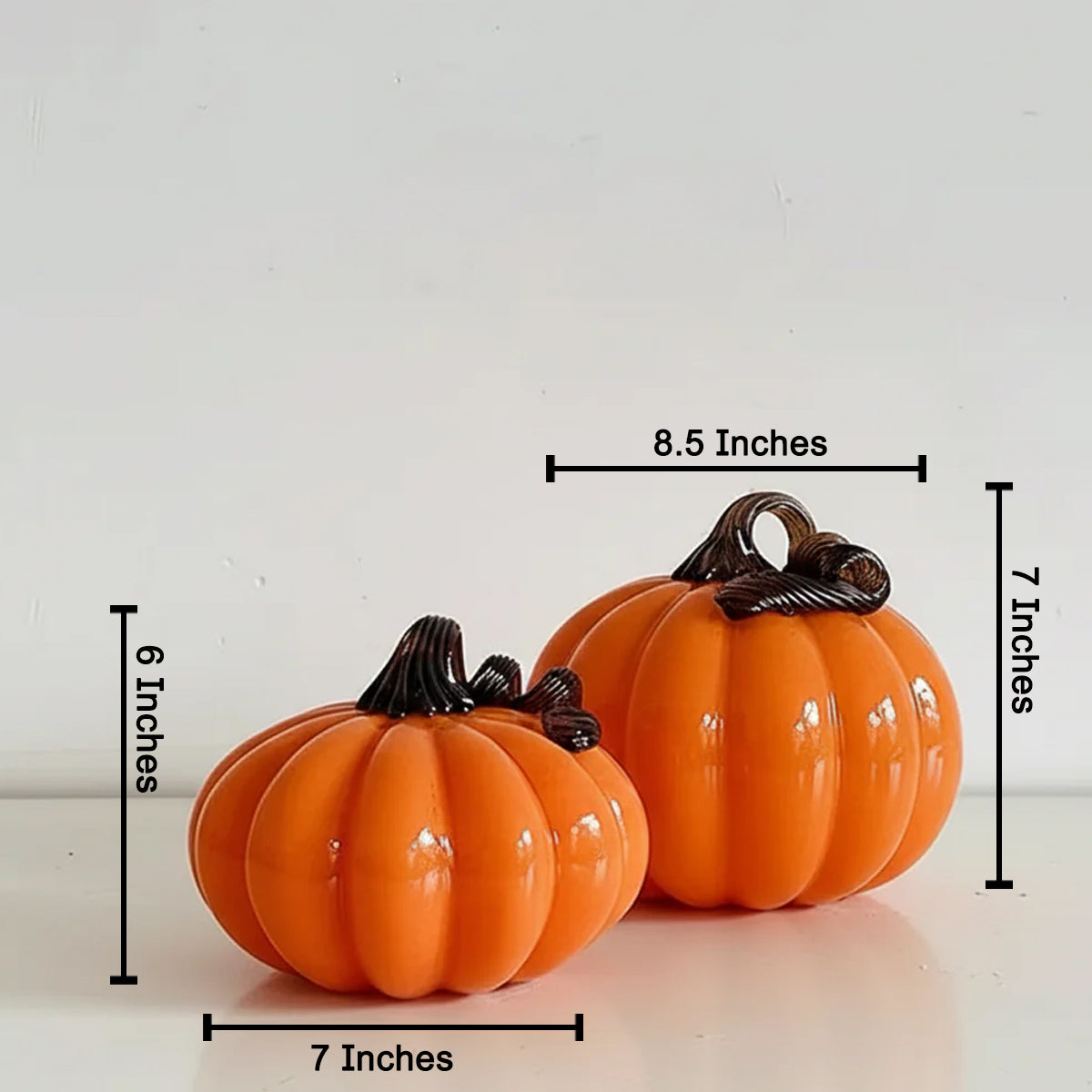 Festive Pumpkin Elegance Handblown Glass Showpiece & Items for Room Decoration - Set of 2