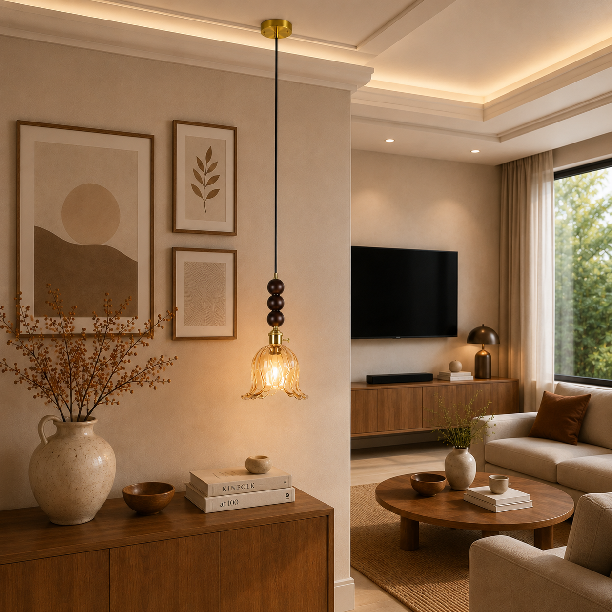 Forest Lily Pendant Light For Living Room & Item for Home Decoration - Amber