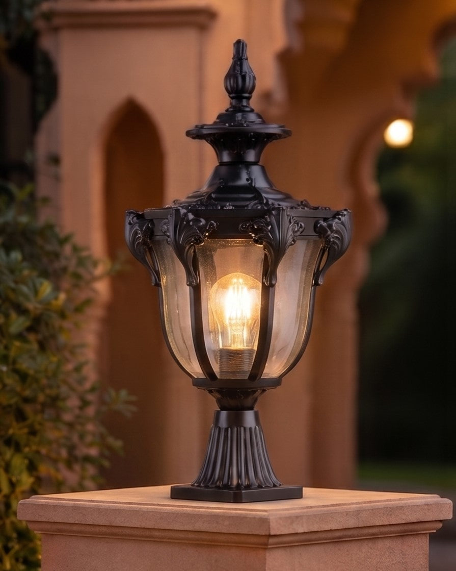 Aurelia Crown Outdoor Gate Light - Black