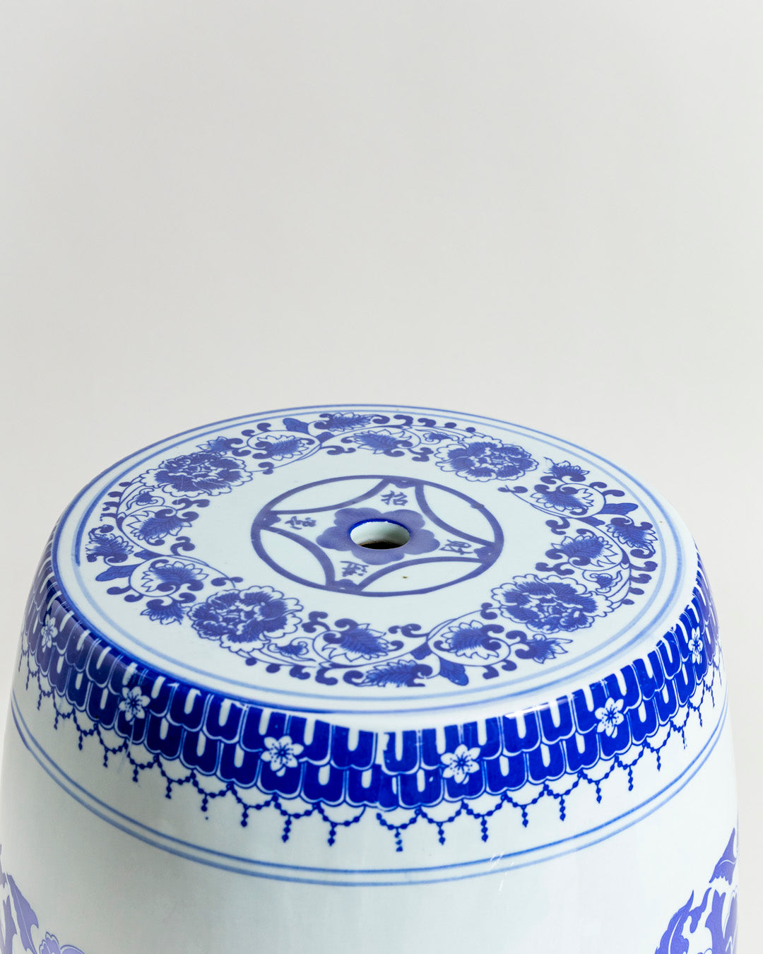 Royal Indigo Floral Garden Stool