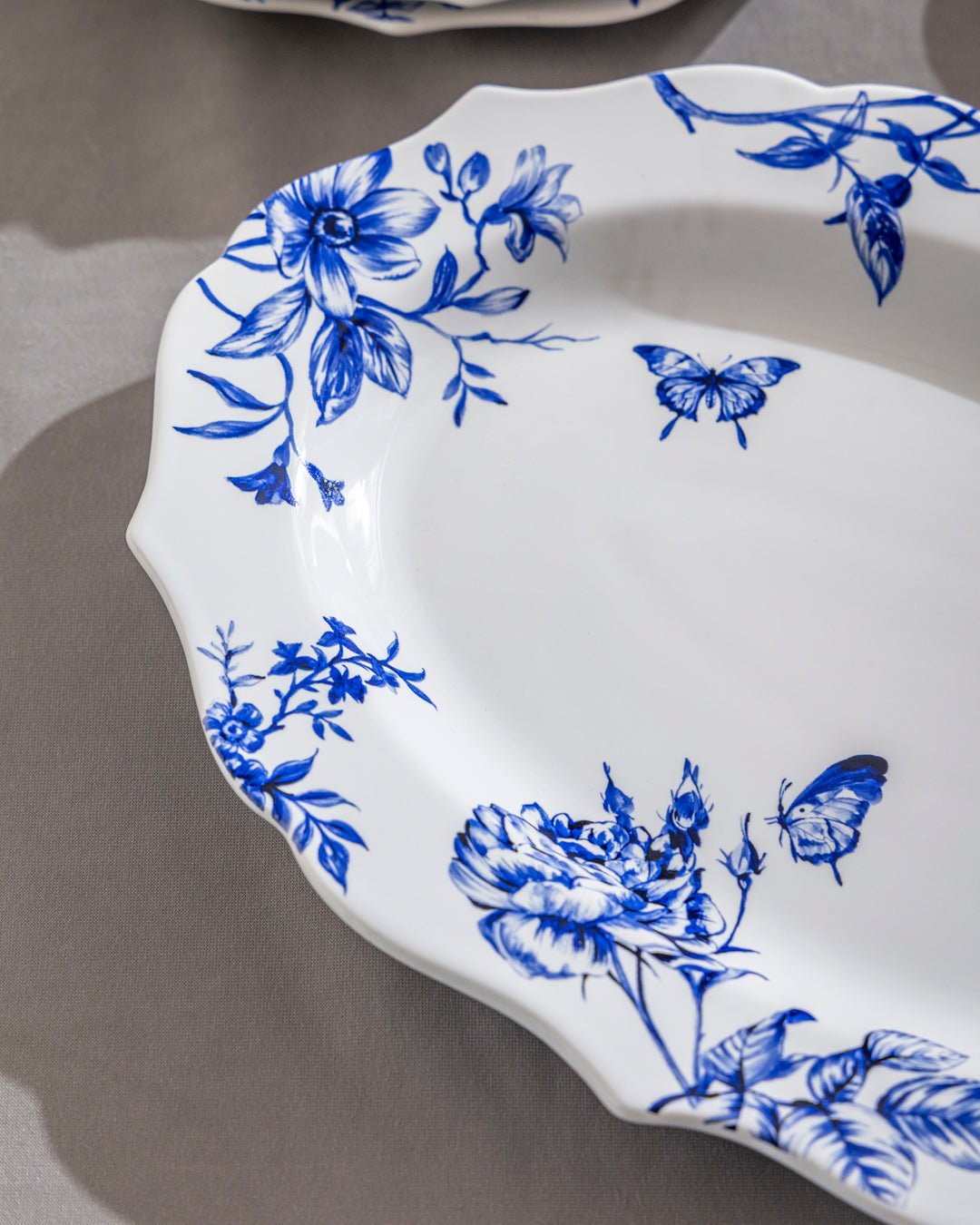 Blue & White Floral Elegance Platter