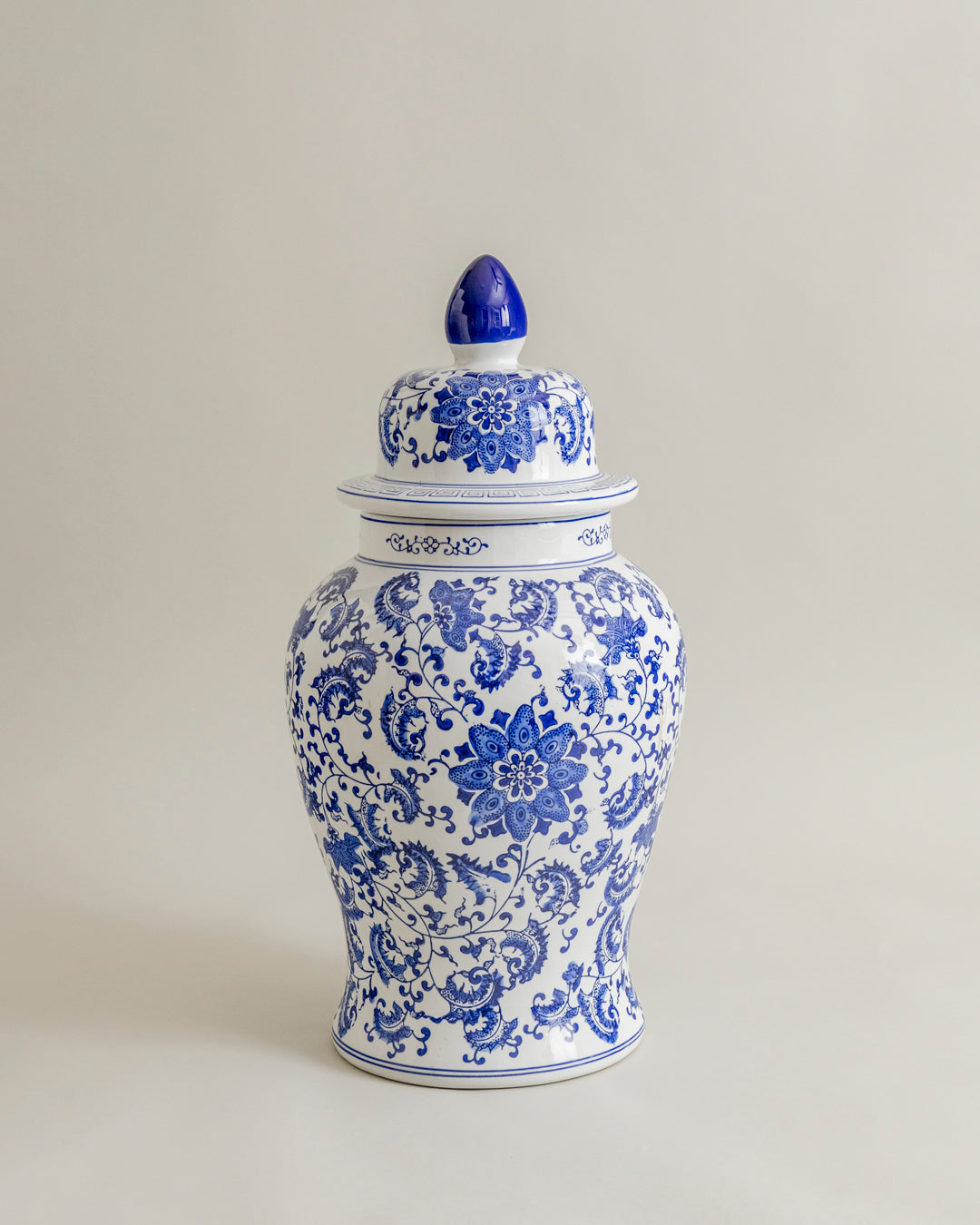 Blue Dynasty Floral Temple Jar - 62 CM