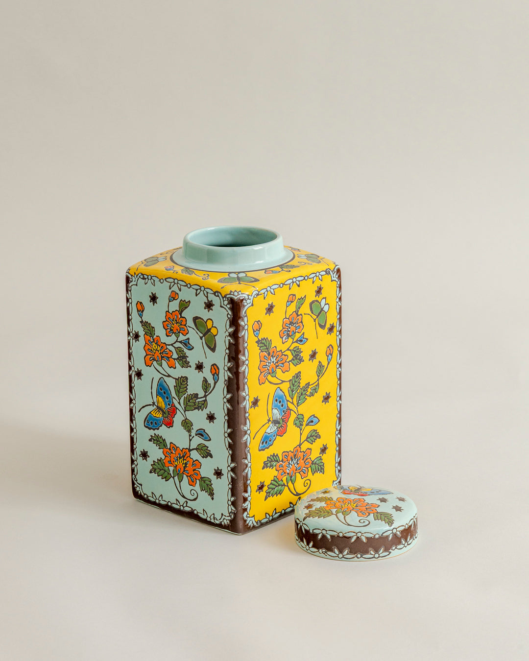 Golden Meadow Butterfly Decorative Jar - 26 cm