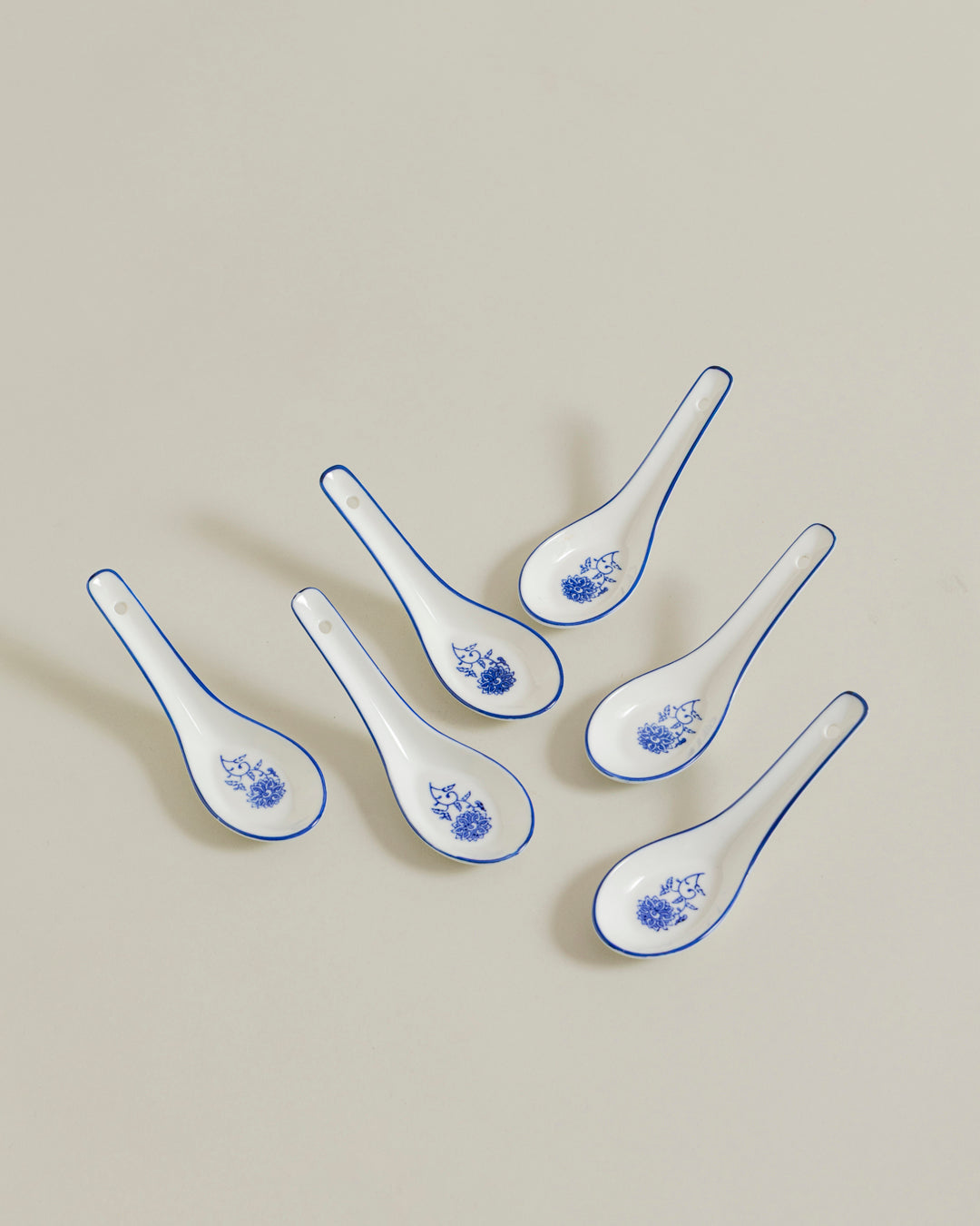 Classic Blue Floral Ceramic Spoon - Set Of 6
