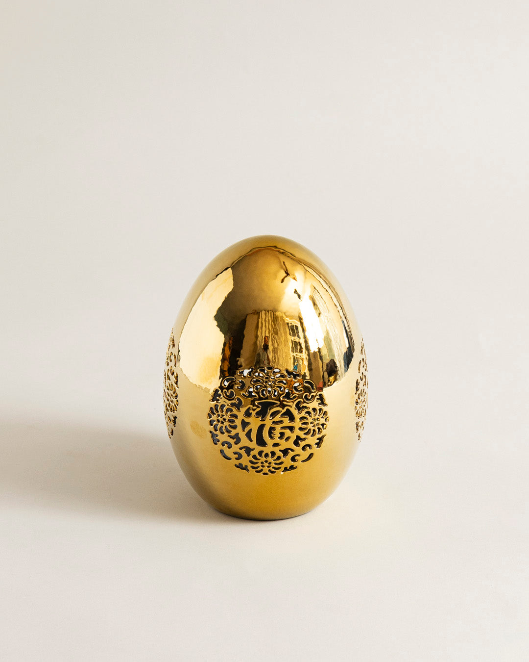 Ornate Filigree Decorative Accent Egg - Golden