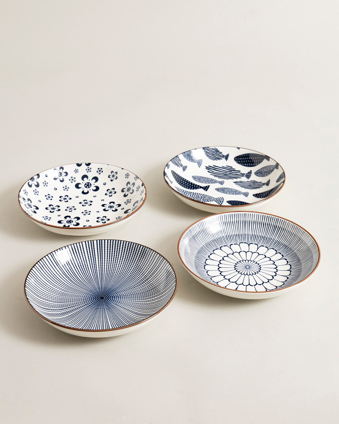 Ocean Bloom Pasta Bowl - Set Of 4