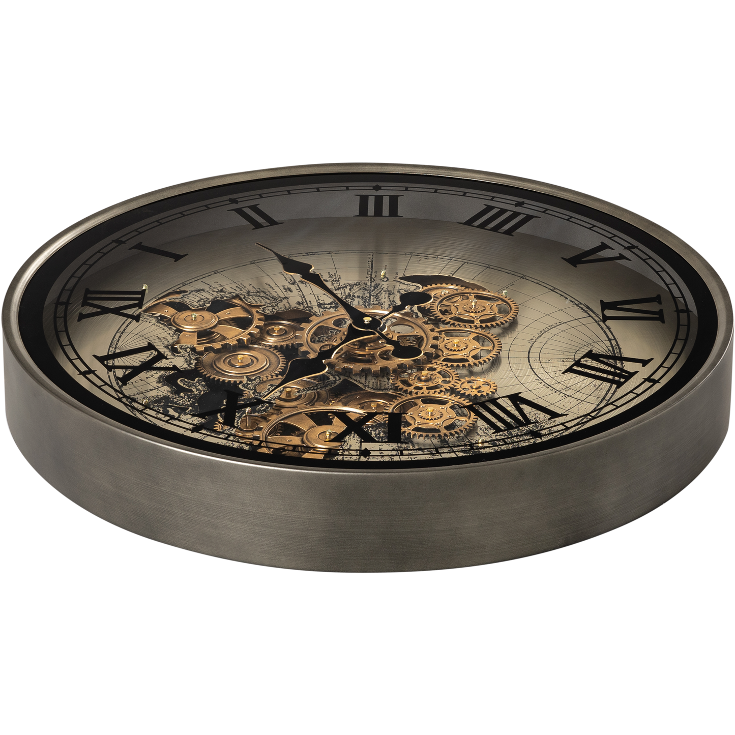 Phantom Dial Luxury Designer Wall Clock For Living Room With Moving Gear Mechanism Buy Wall Clock Online - Medium (Black) (Steel Body)