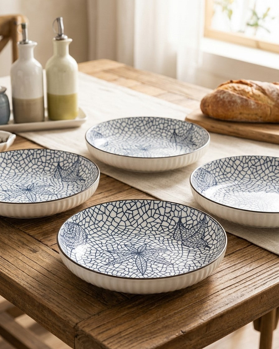 Indigo Texture Pasta Bowl - Set Of 4 Style - 3