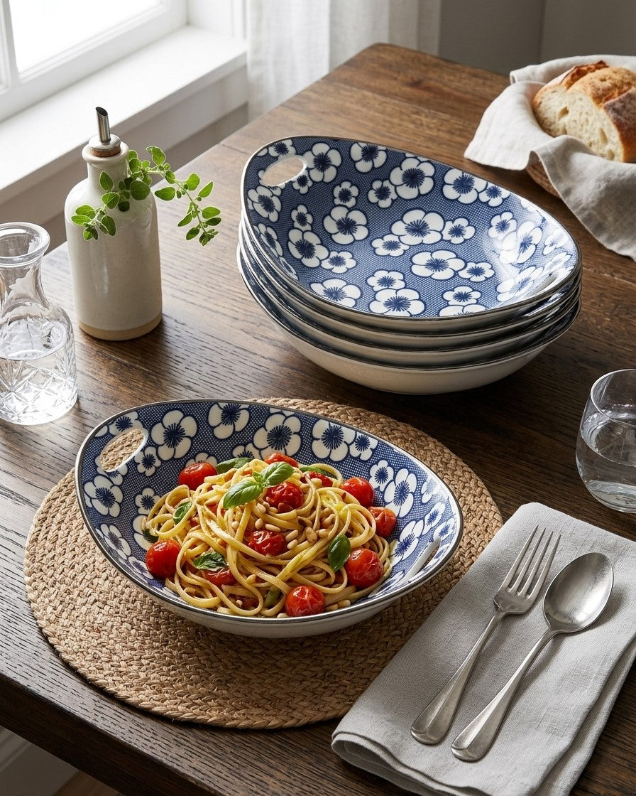 Indigo Bloom Serving Bowls - Set 4 Style - 1
