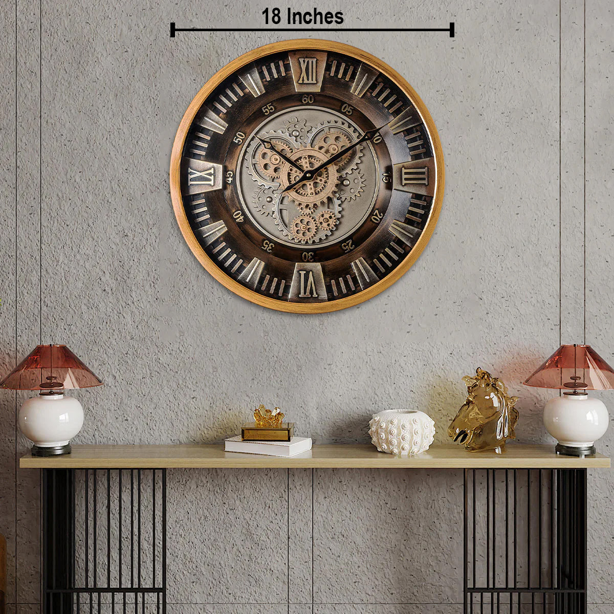 Svelte Seconds Luxury Designer Wall Clock For Living Room With Moving Gear Mechanism Buy Wall Clock Online (Steel Body)
