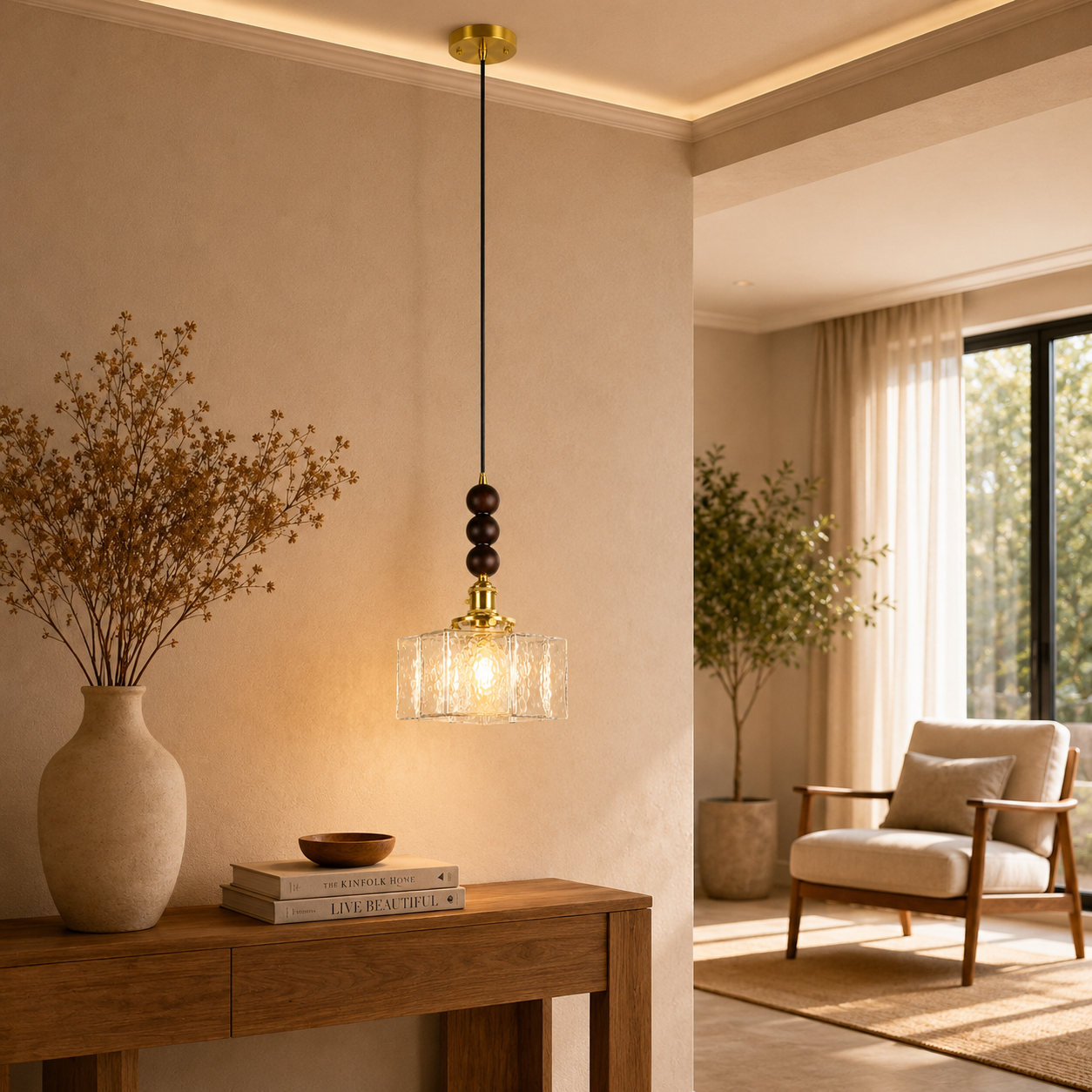 River Stone Pendant Light For Home & Item for Home Decoration - White