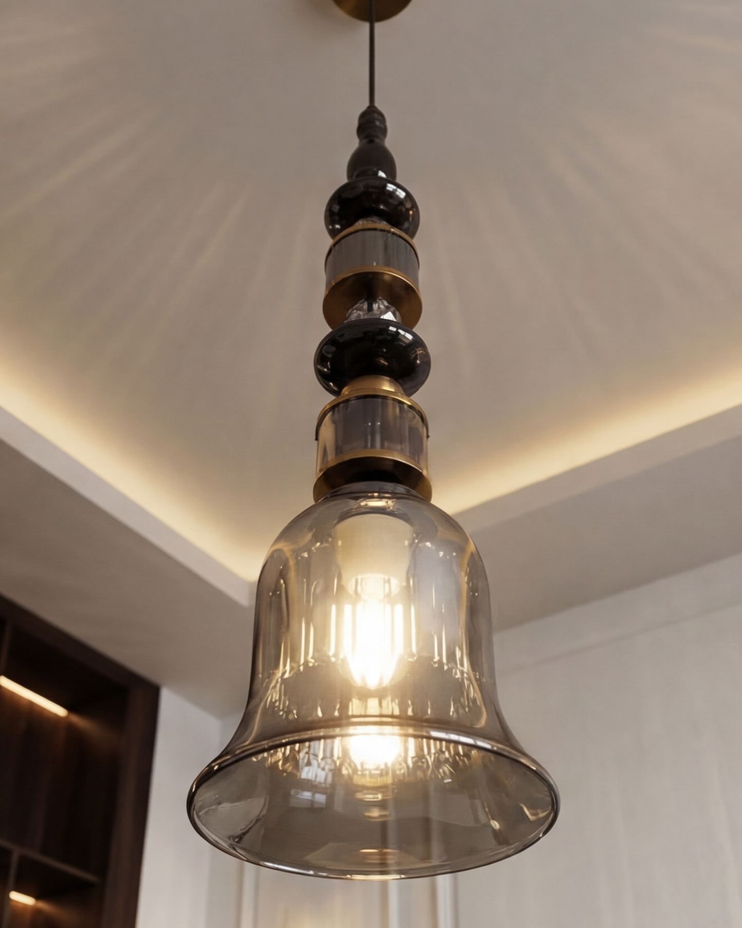 Royal Crystal Accent Pendant Light - Smoke