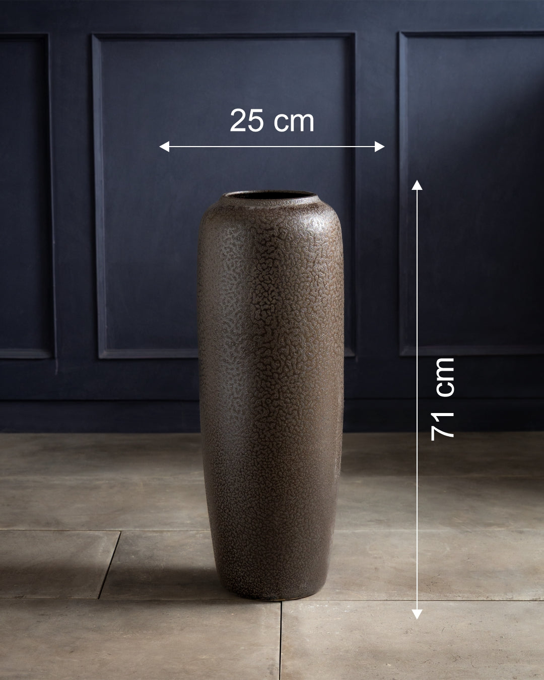 Charcoal Matte Textured Floor Vase - Set Of 2