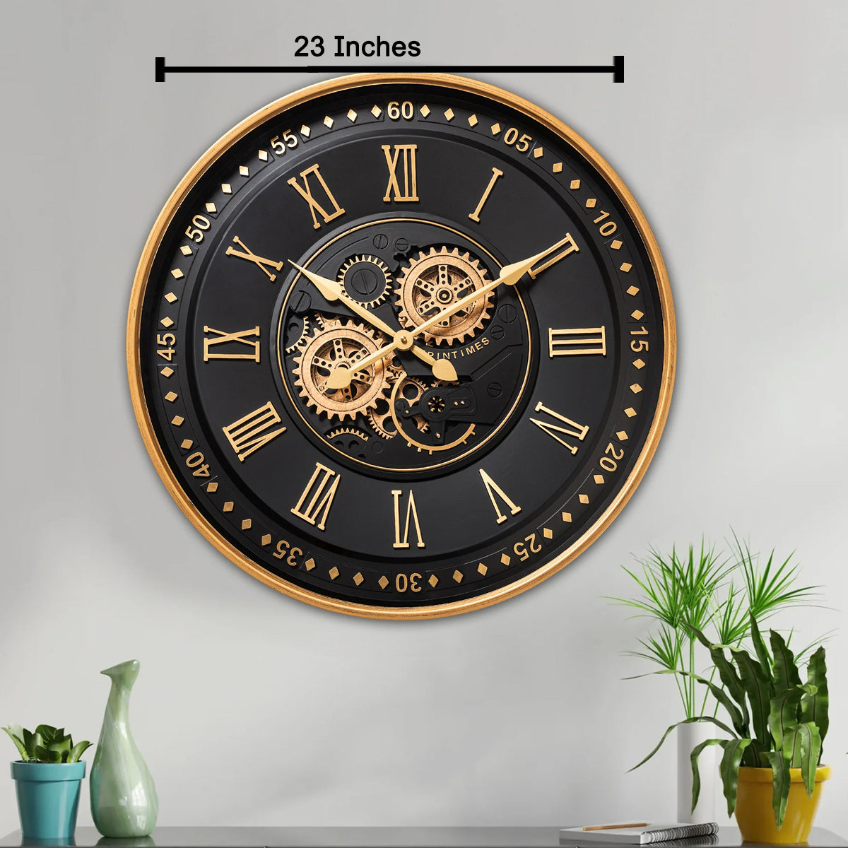 Whisper of Hours Luxury Designer Wall Clocks for the Home With Moving Gear Mechanism Buy Wall Clock Online (Steel Body)