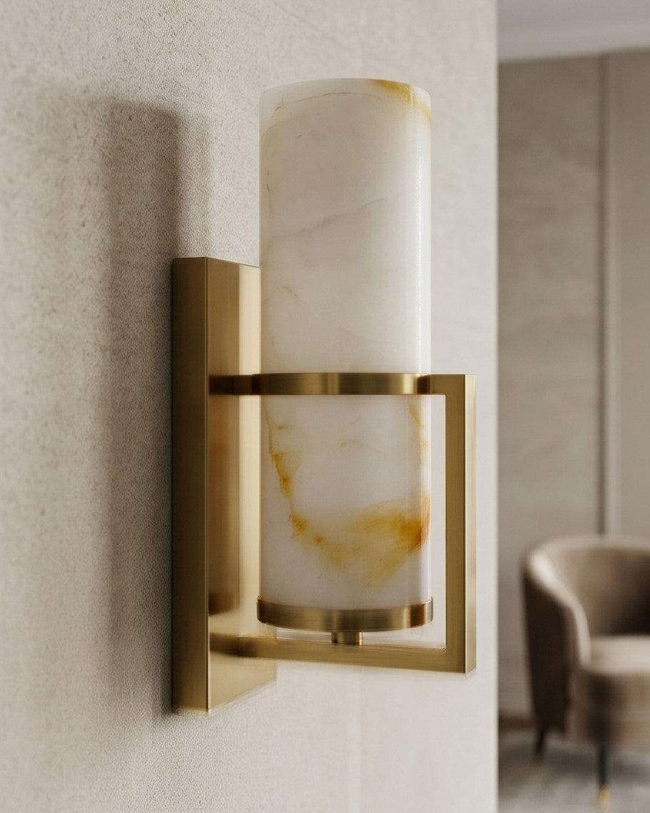 Ivory Stone Luxe Wall Sconce - Gold