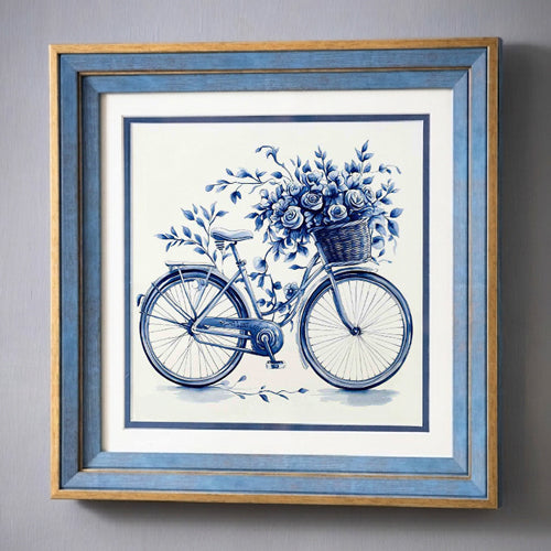 Blue & White Framed Wall art - 12"x12"