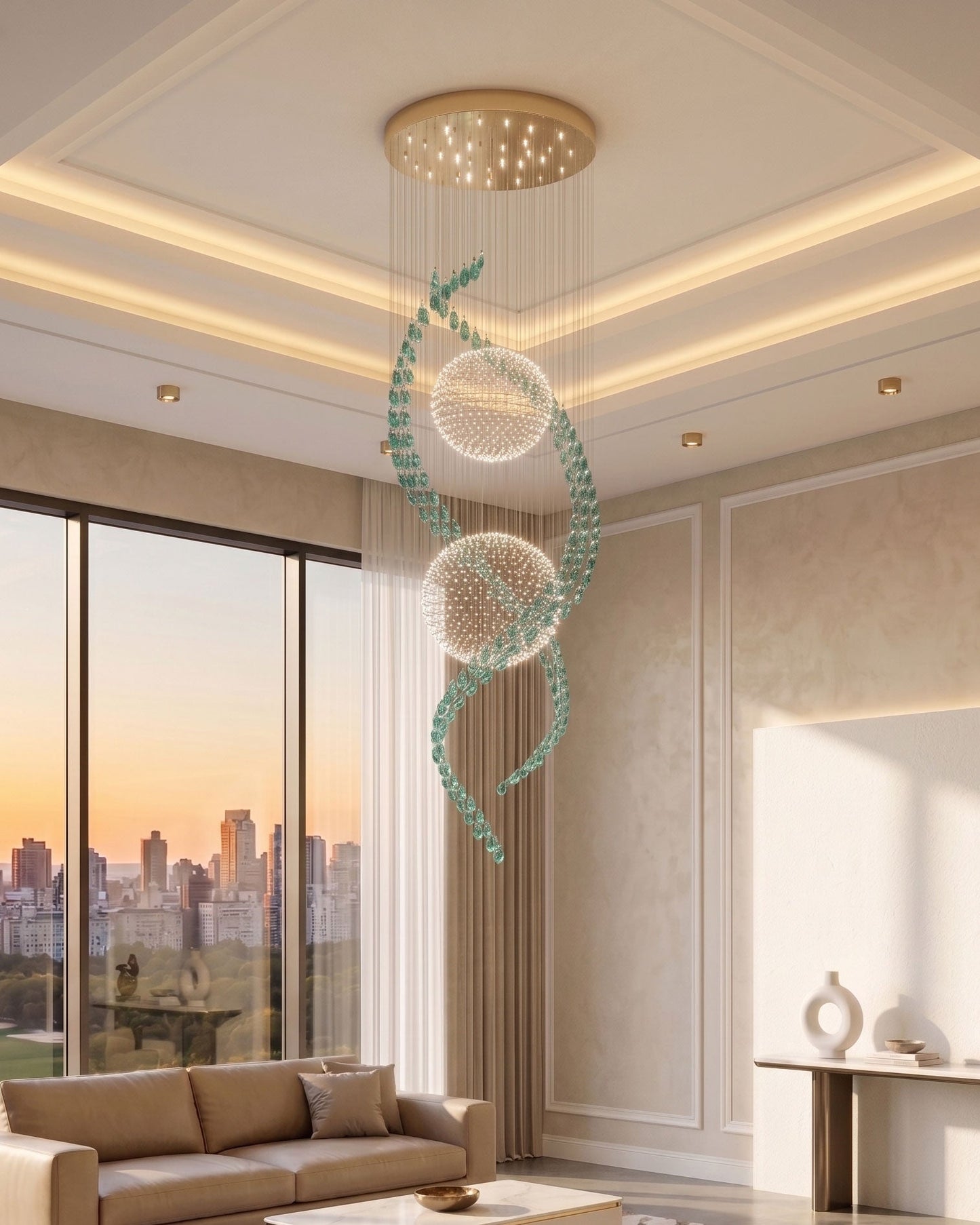 Luxury Spiral Crystal Ring Chandelier