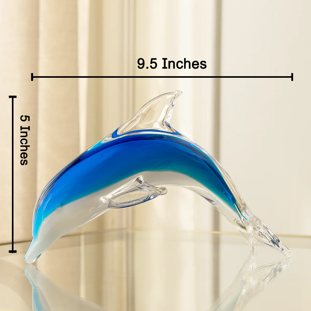 Ocean Leap Glass Dolphin Handblown Glass Showpiece & Items for Room Decoration - Blue