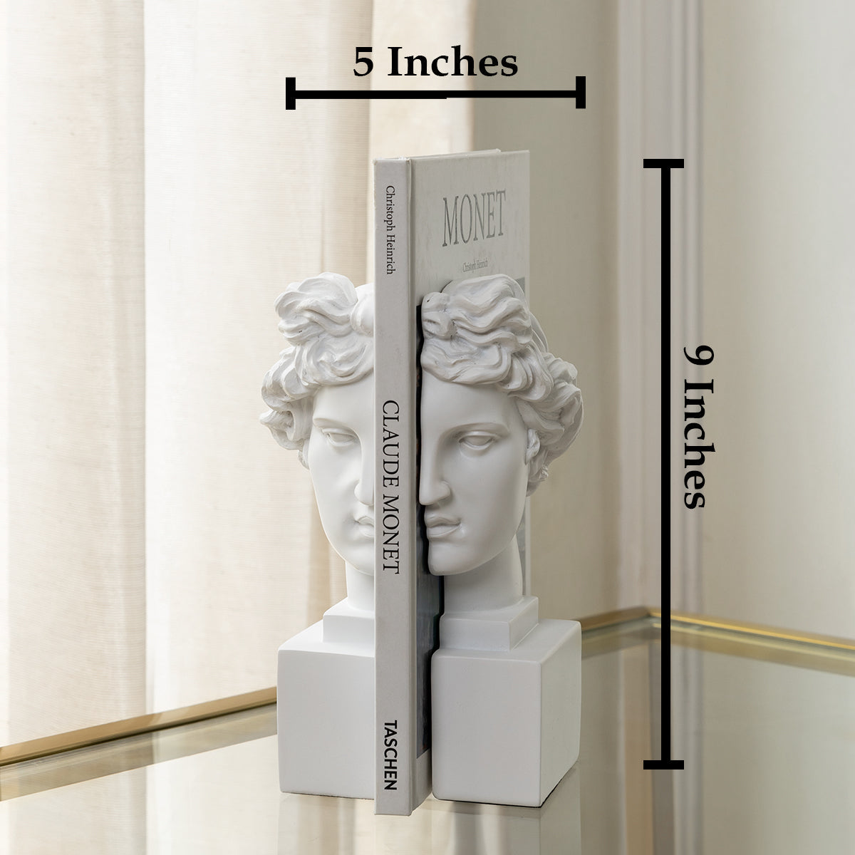 Modern Apollo Bookend For Books - Pair (White)