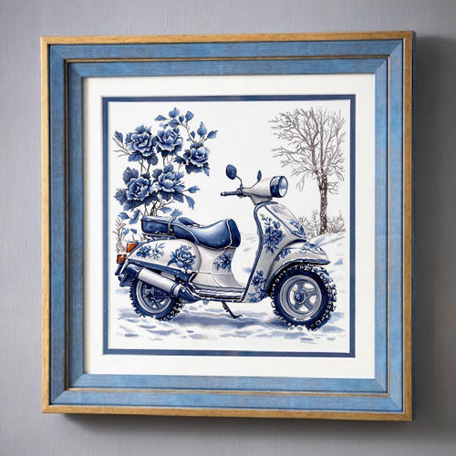 Blue & White Framed Wall art - 12"x12"