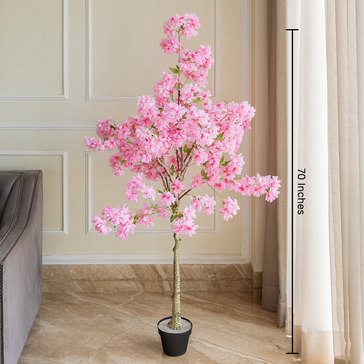 Pink Blossom Odyssey Artificial Indoor Plant For Home - 6 Feet (Natural Feel)