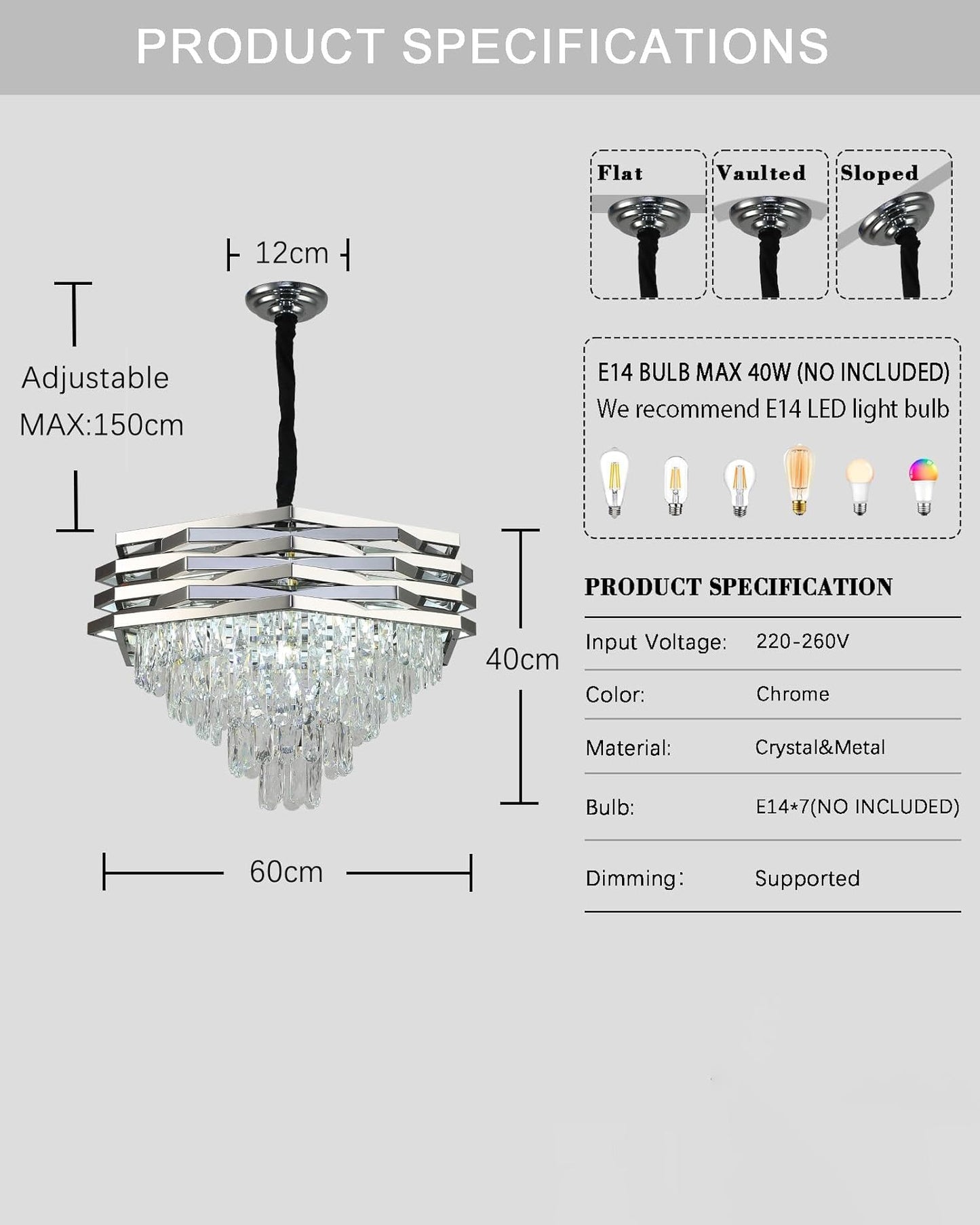 Vetra Prism Hexagonal Frame Chandelier
