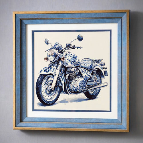 Blue & White Framed Wall art - 12"x12"