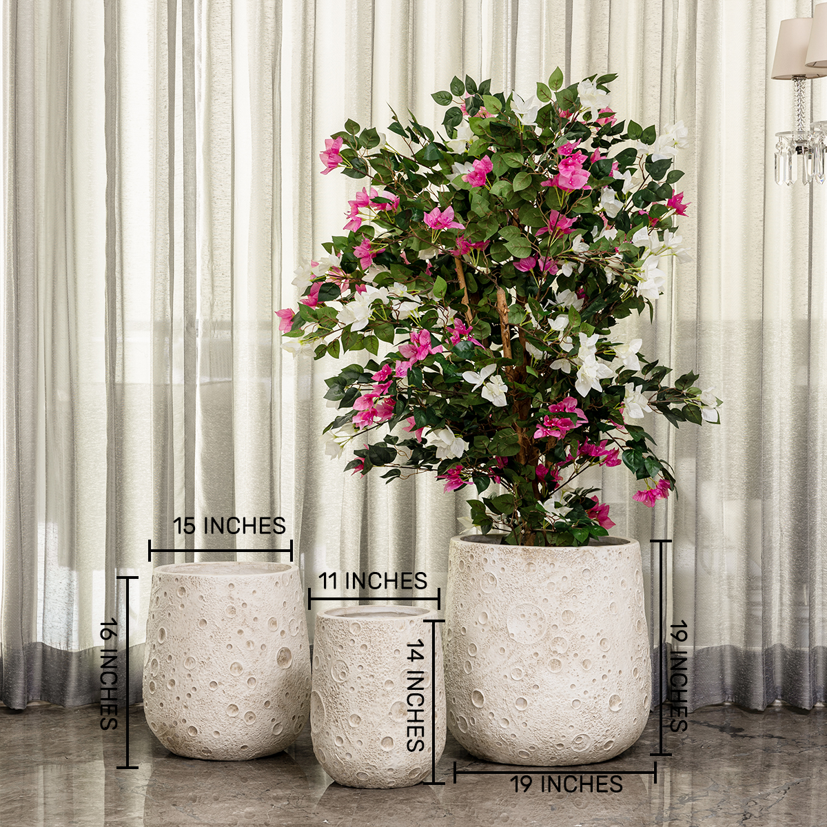 Moonscape Elegance Indoor Planters For Home - Set of 3
