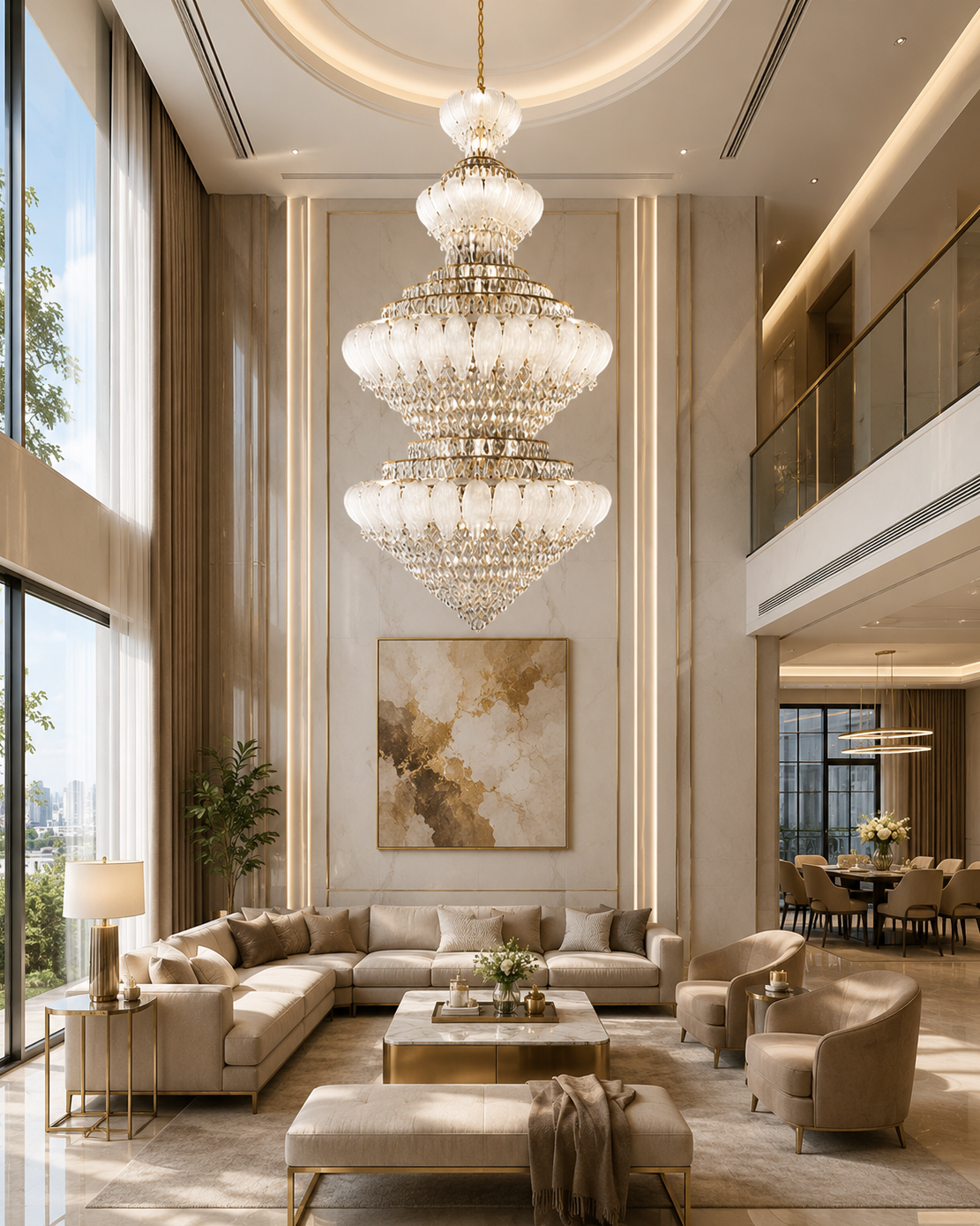 Opulent Multi-Layer Crystal Chandelier