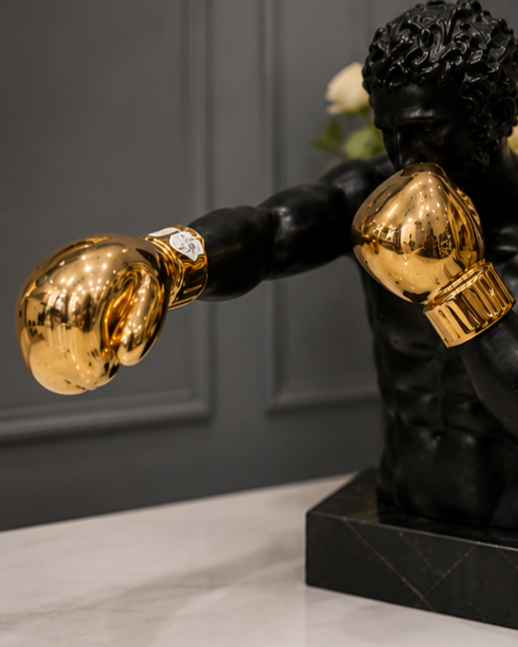 Golden Glove Decorative Boxer Sculpture