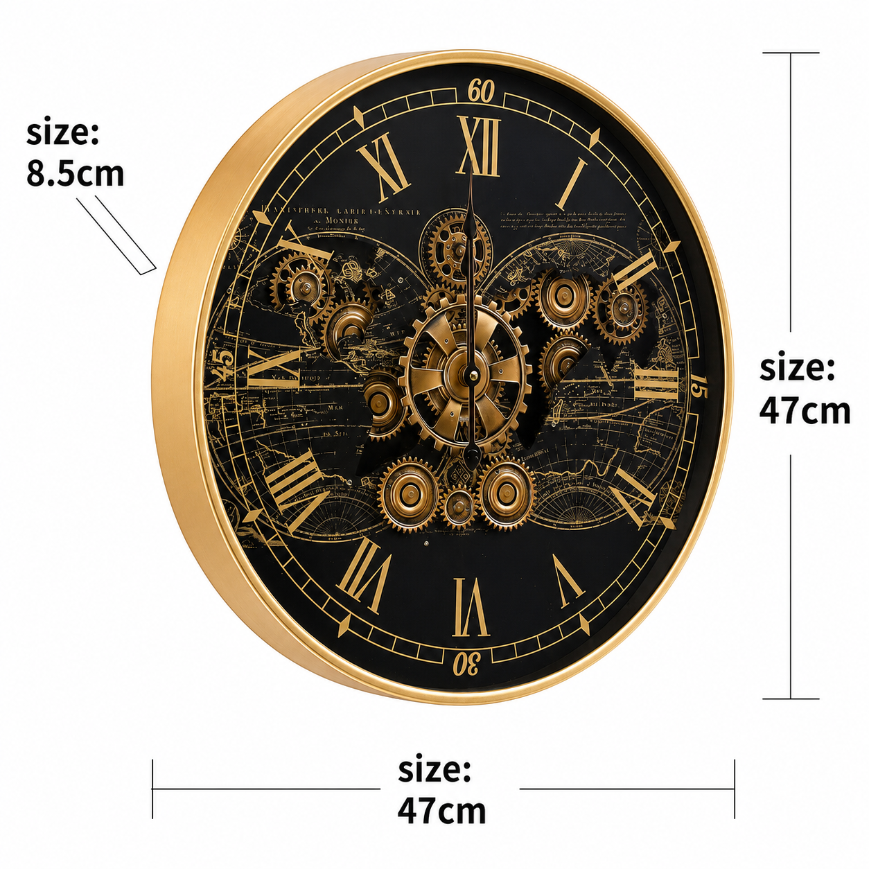 Chrono Luxe Luxury Designer Wall Clock With Moving Gear Mechanism Buy Wall Clock Online (Steel Body) - Medium