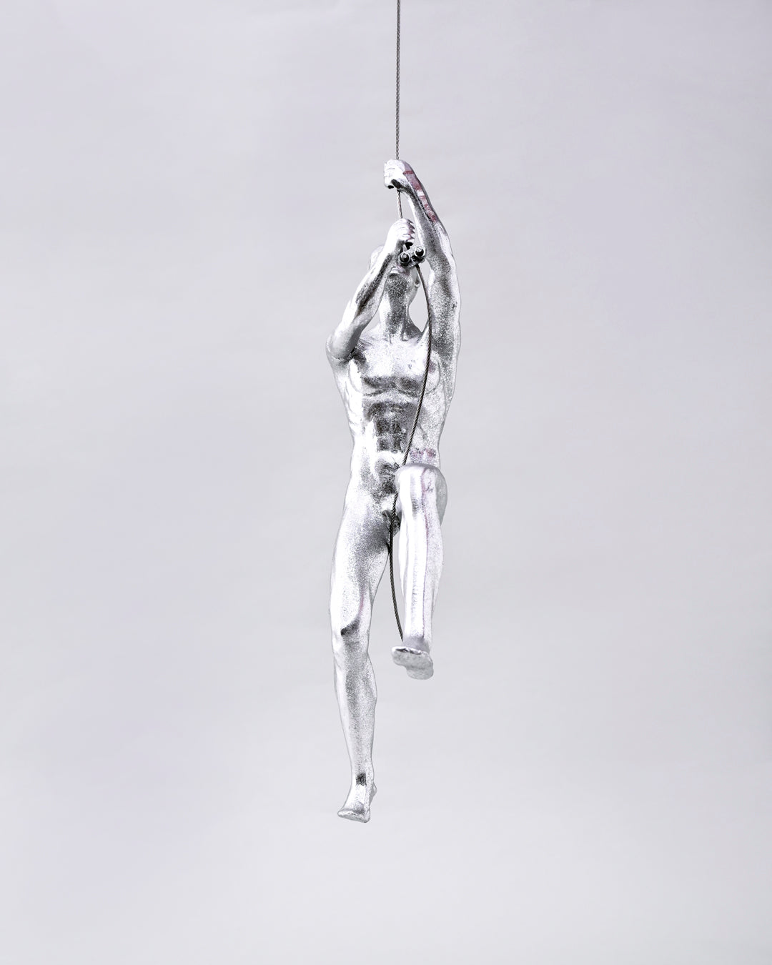 Silver Climbing Man Decorative Sculpture