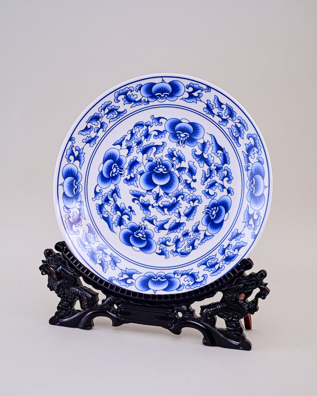 Blue Peony Blossom Decorative Plate - 35 cm