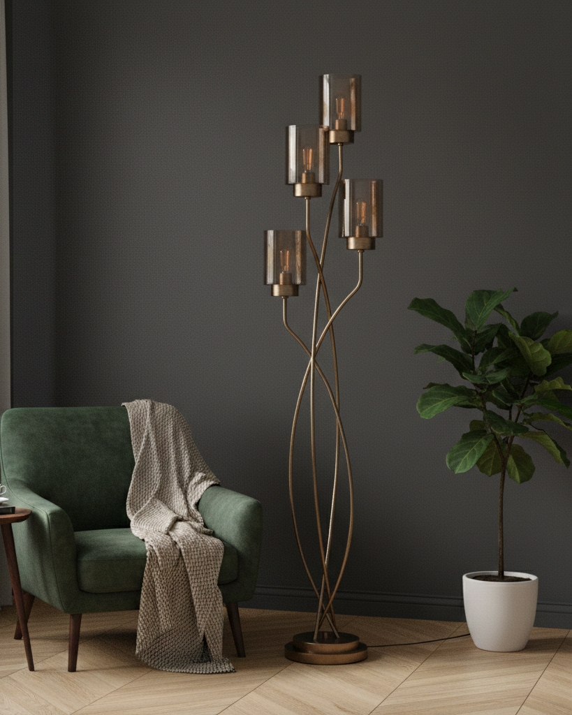 Modern 4-Light Gold Floor Lamp