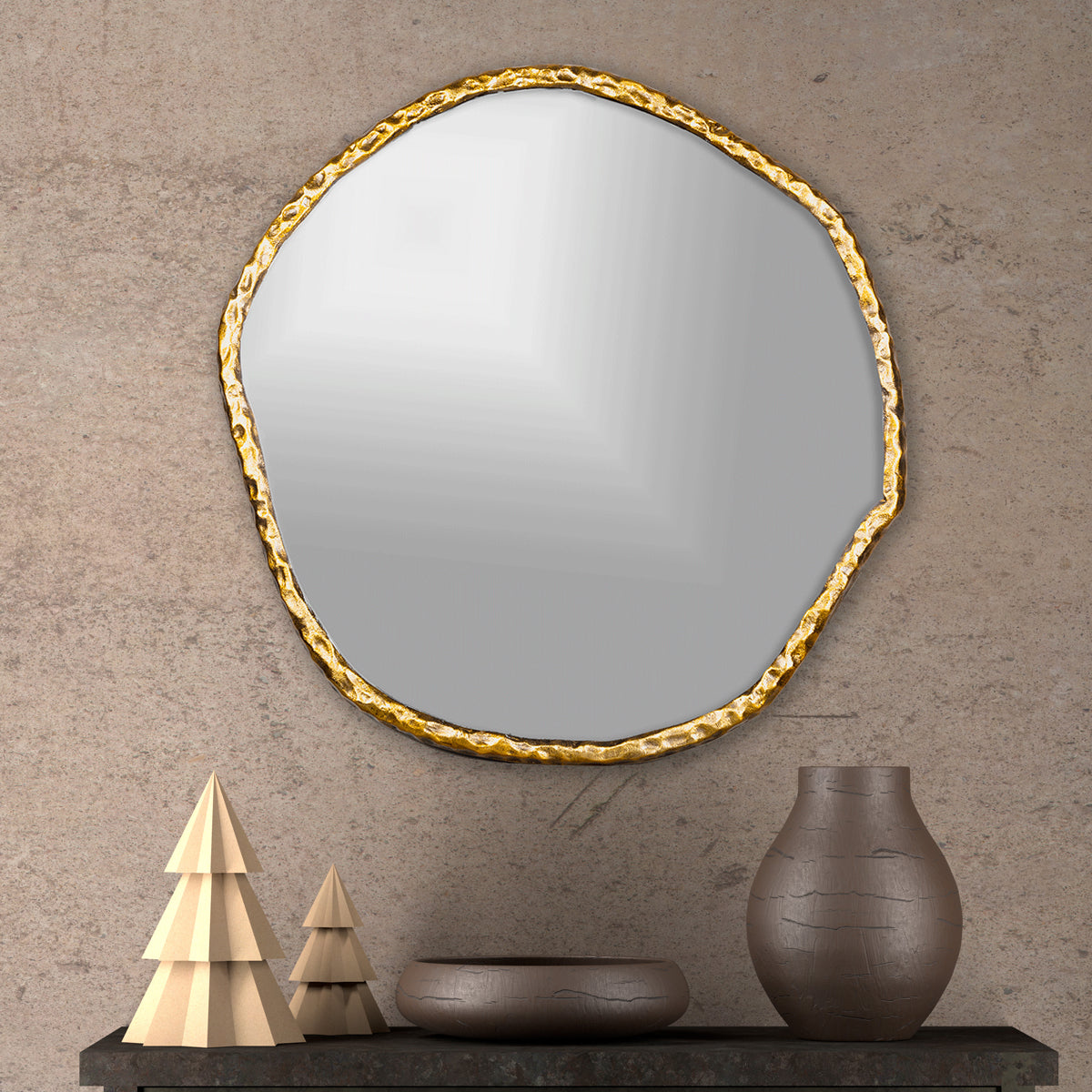 Dutch Antique Brass Finish Decorative Mirror