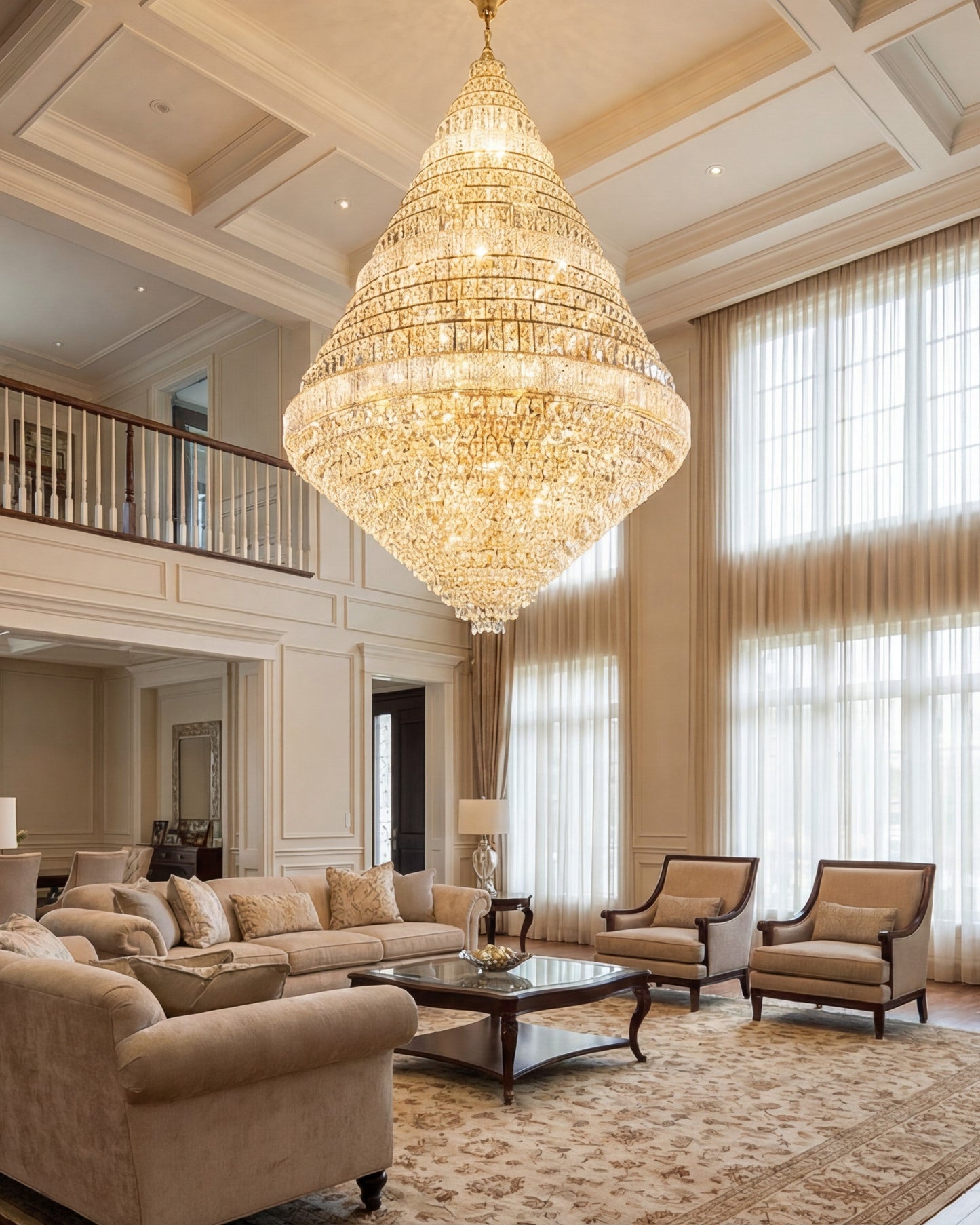Imperial Crystal Cascade Double Height Chandelier