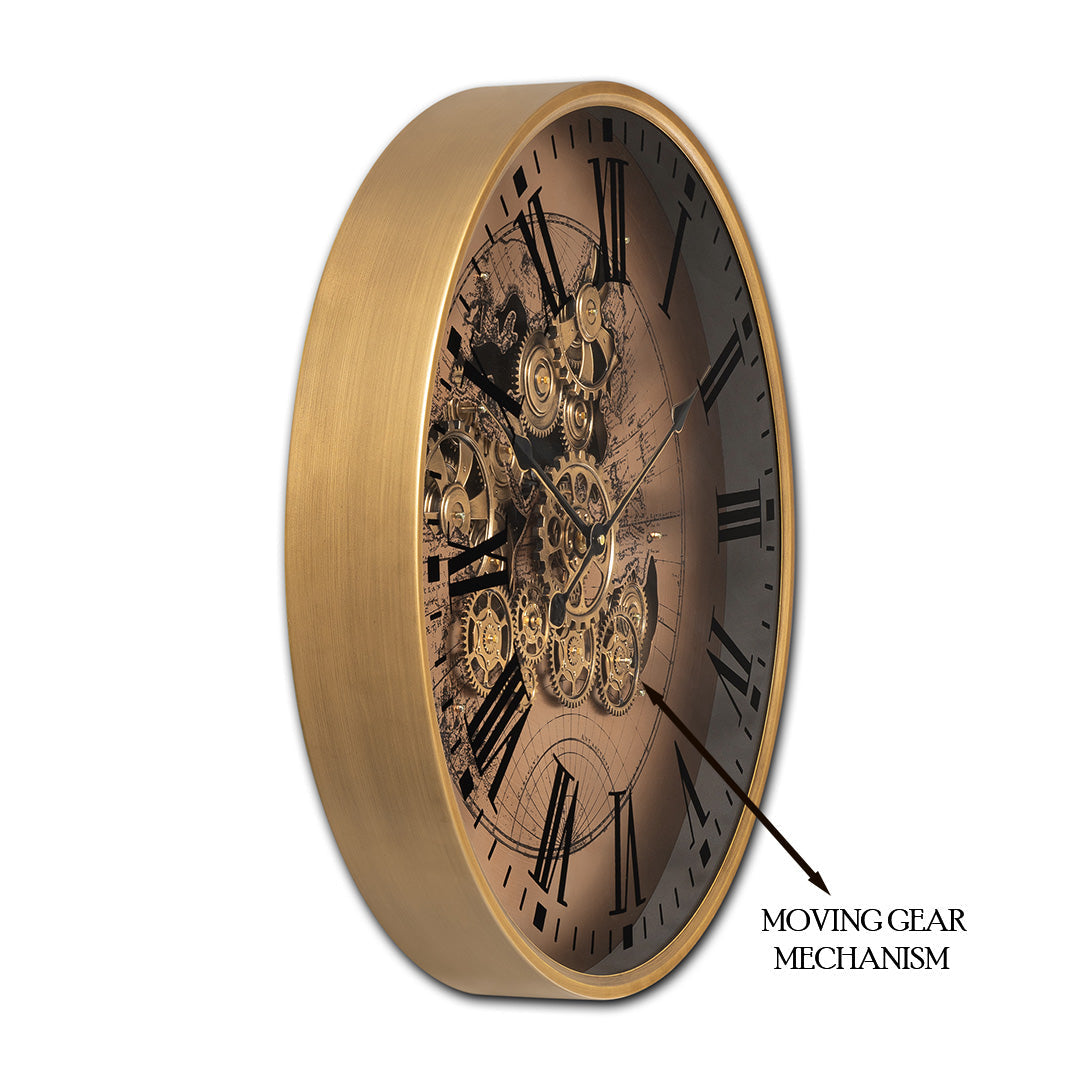 Phantom Dial Luxury Designer Watches Wall Clock For Living Room With Moving Gear Mechanism Buy Wall Clock Online - Big (Rose Gold) (Steel Body)