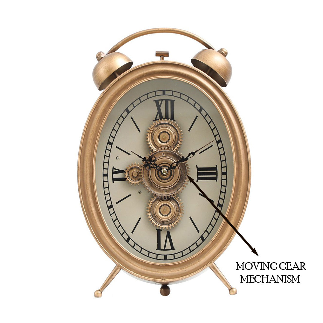 Prime Gear Timepiece Luxury Designer Table Clock With Moving Gear Mechanism Buy Table Clock Online (Steel Body)