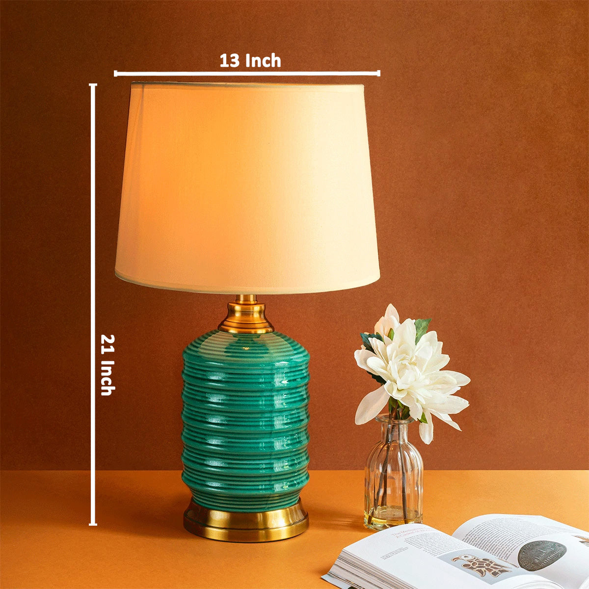 The Green and Gold Ripple Decorative Ceramic Living Room Lamps