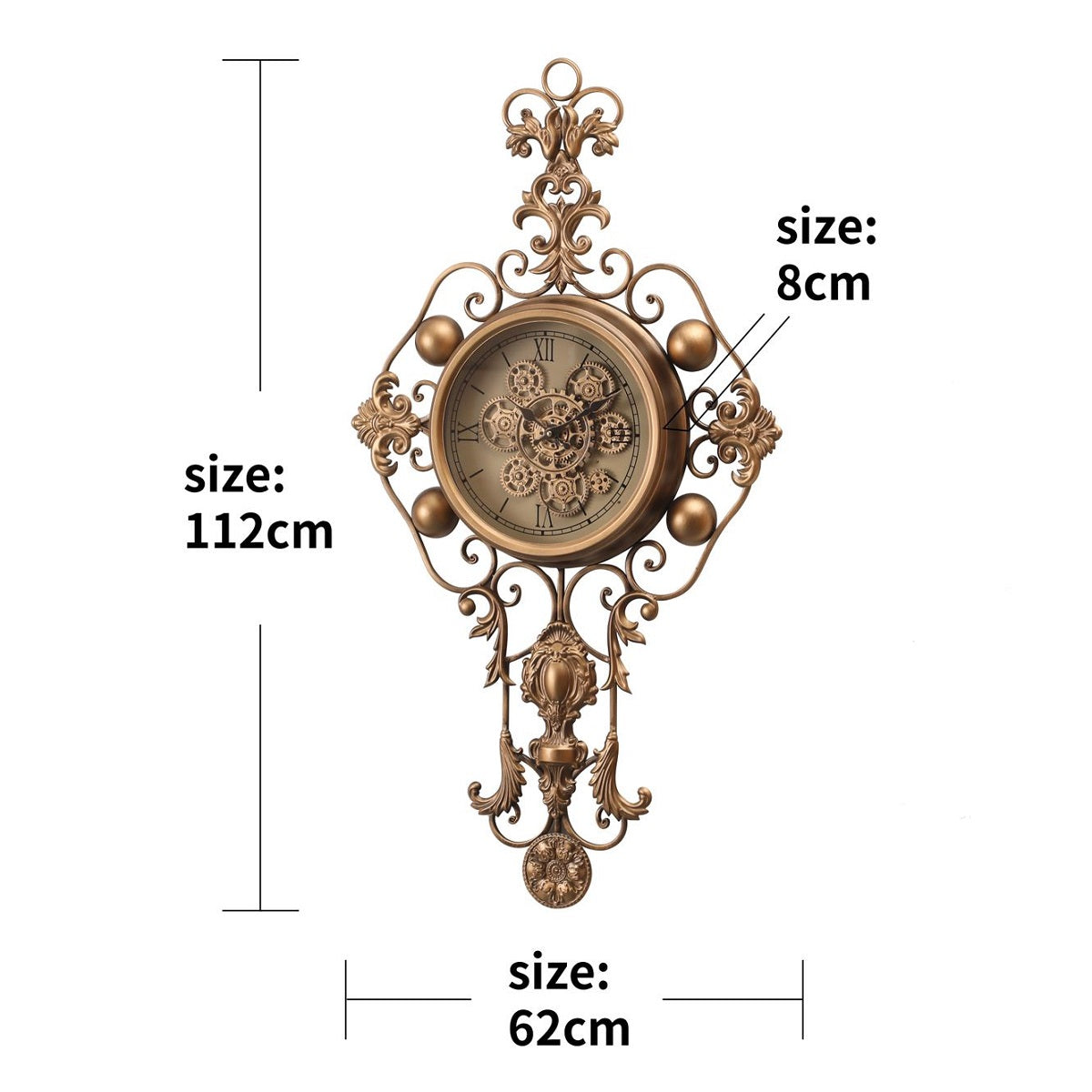 Grand Florentine Luxury Designer Wall Clock With Moving Gear Mechanism Buy Wall Clock Online (Steel Body)