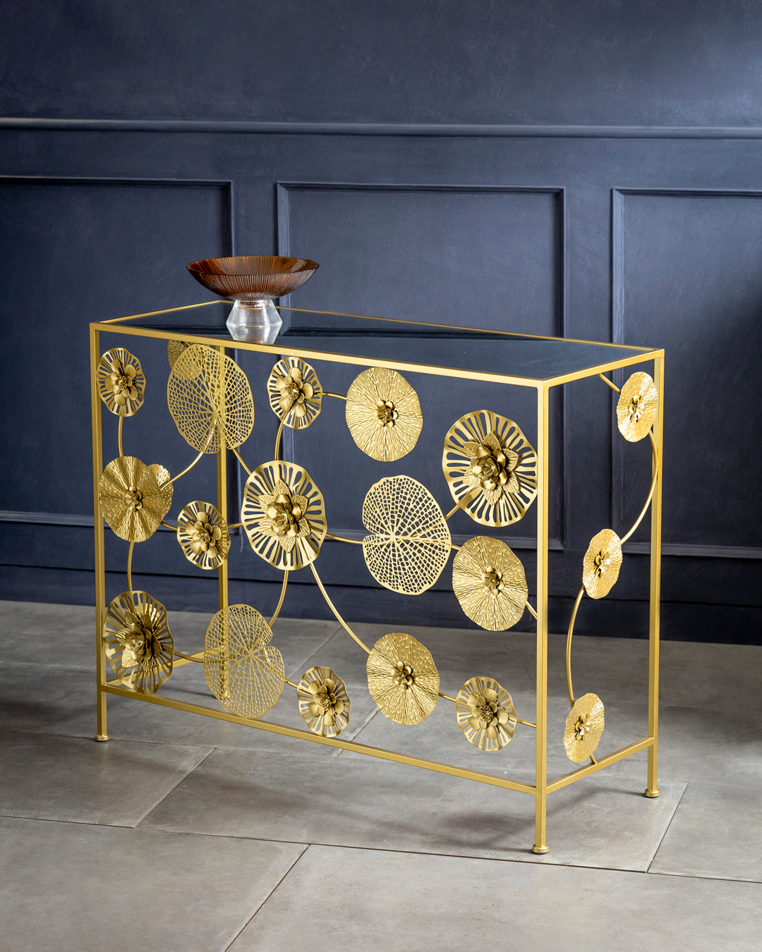 Golden Bloom Console Table - Large