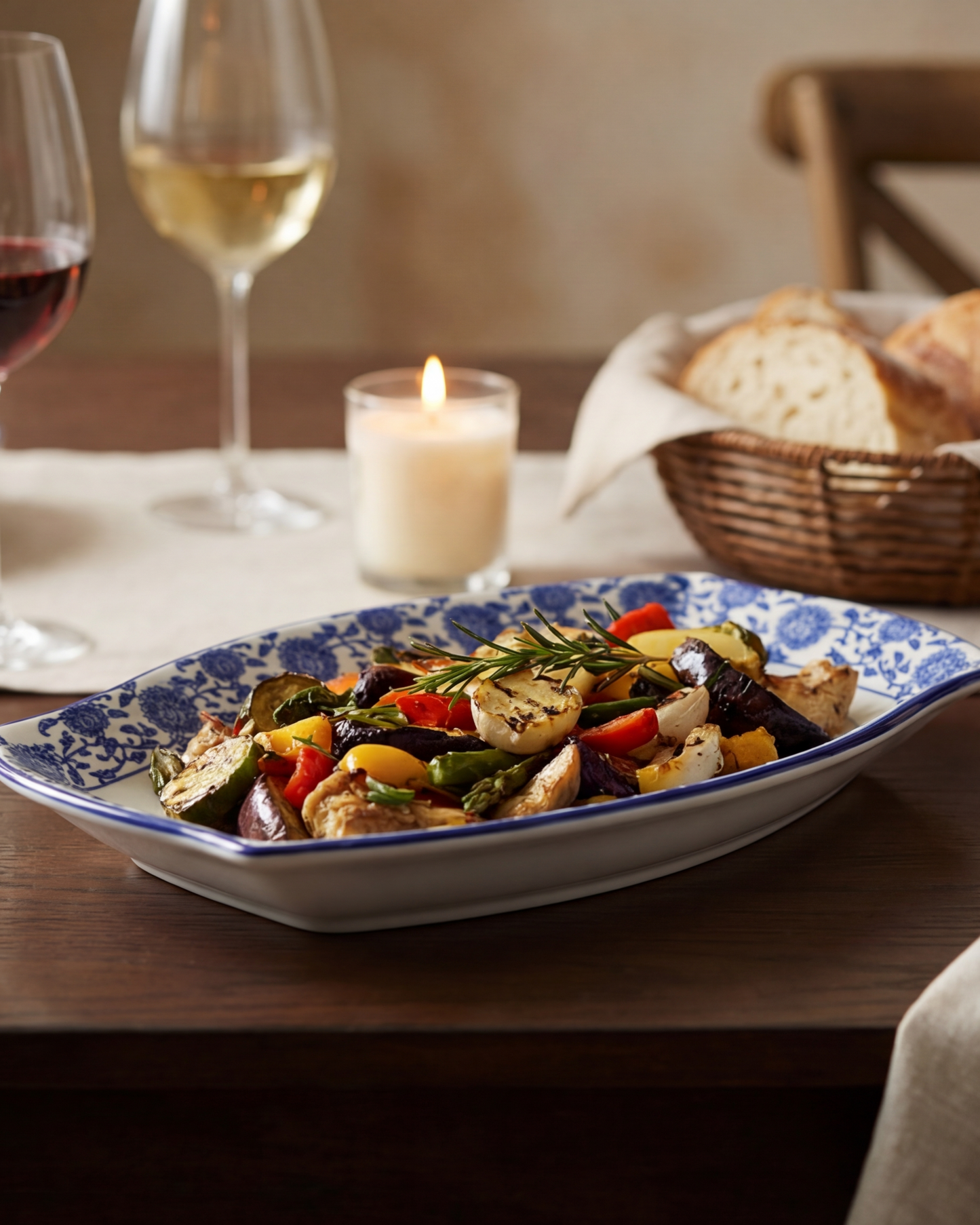 Royal Blue Floral Serving Platter