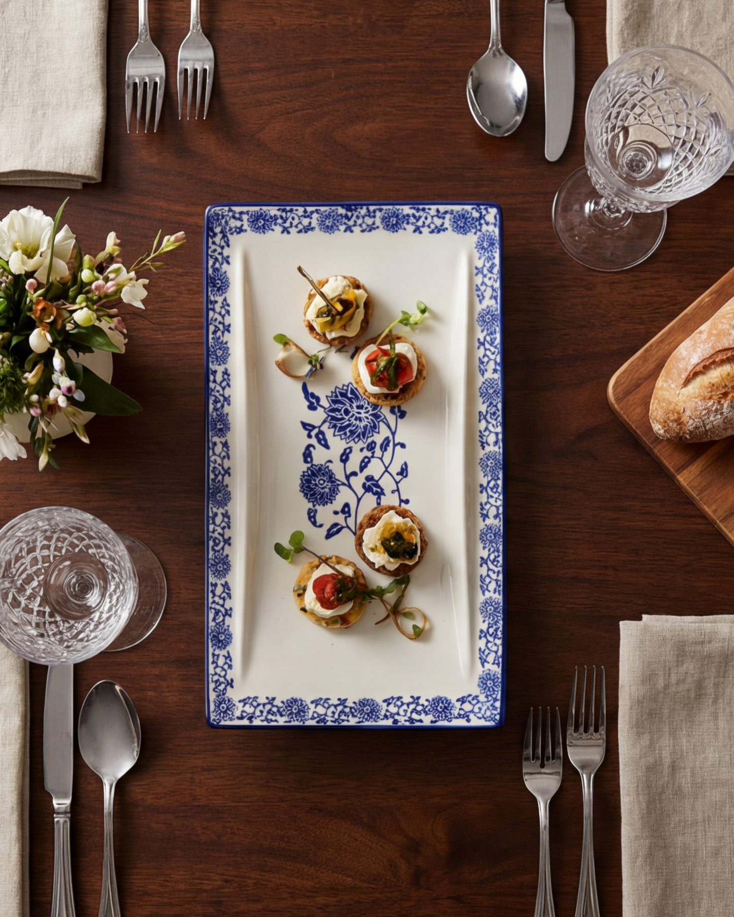 Classic Blue Floral Serving Platter