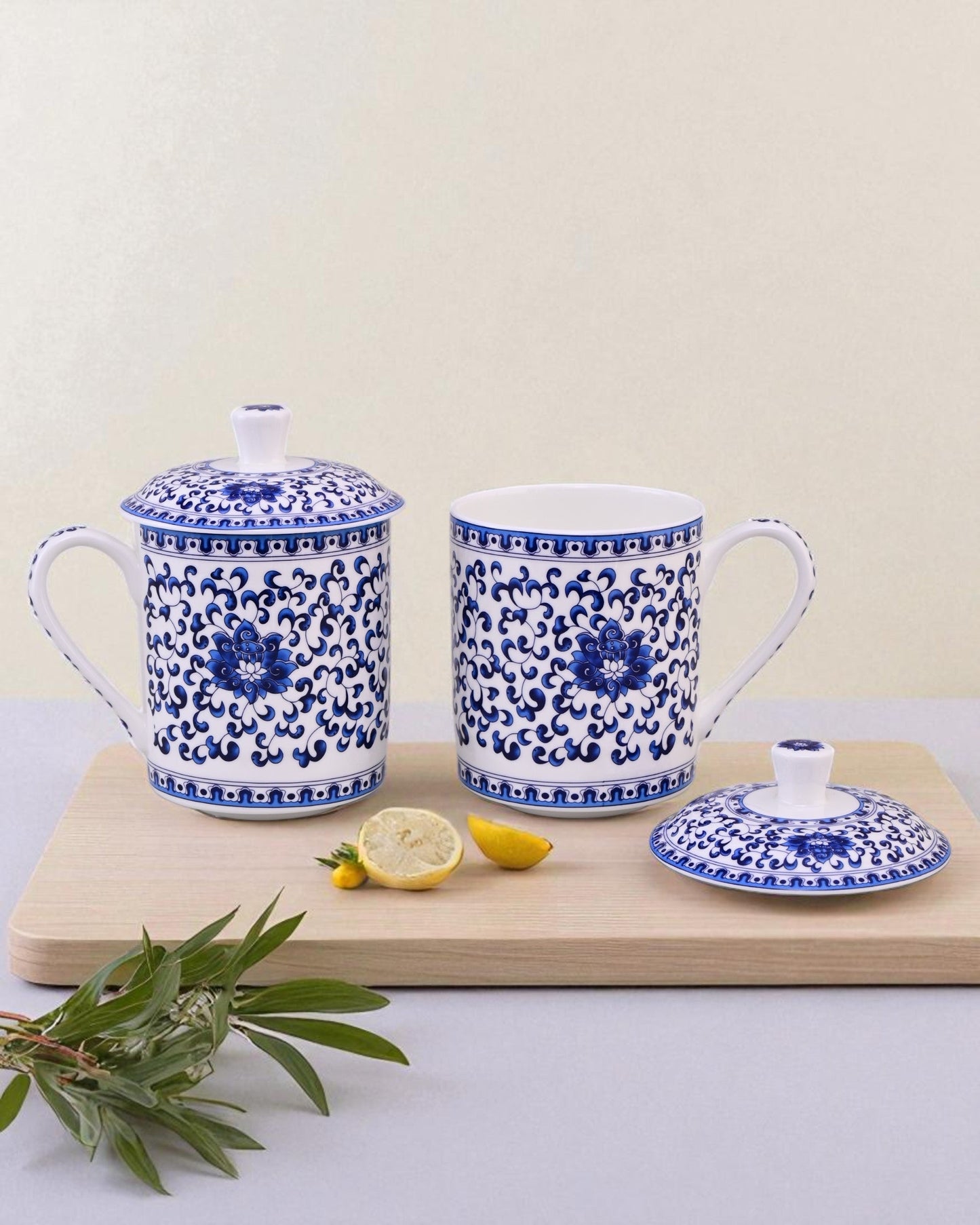 Royal Blue Floral Bone China Mug