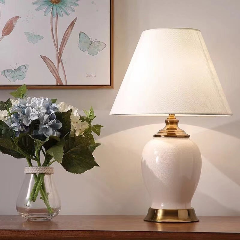 The Emerald Jade Decorative Ceramic Table Lamp - White