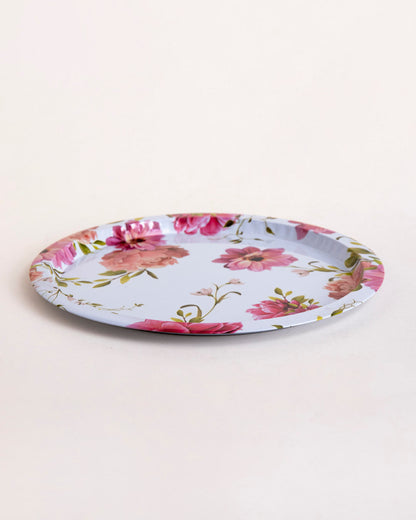 Blush Elegance Floral Serving Tray - Set Of-2