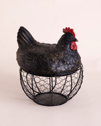 Rooster Egg Basket - Black
